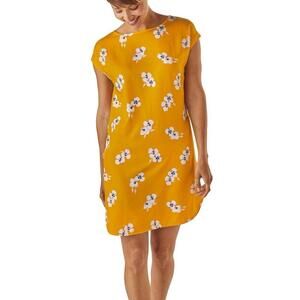 Patagonia dress medium M yellow floral june relaxed outdoor vacation beach